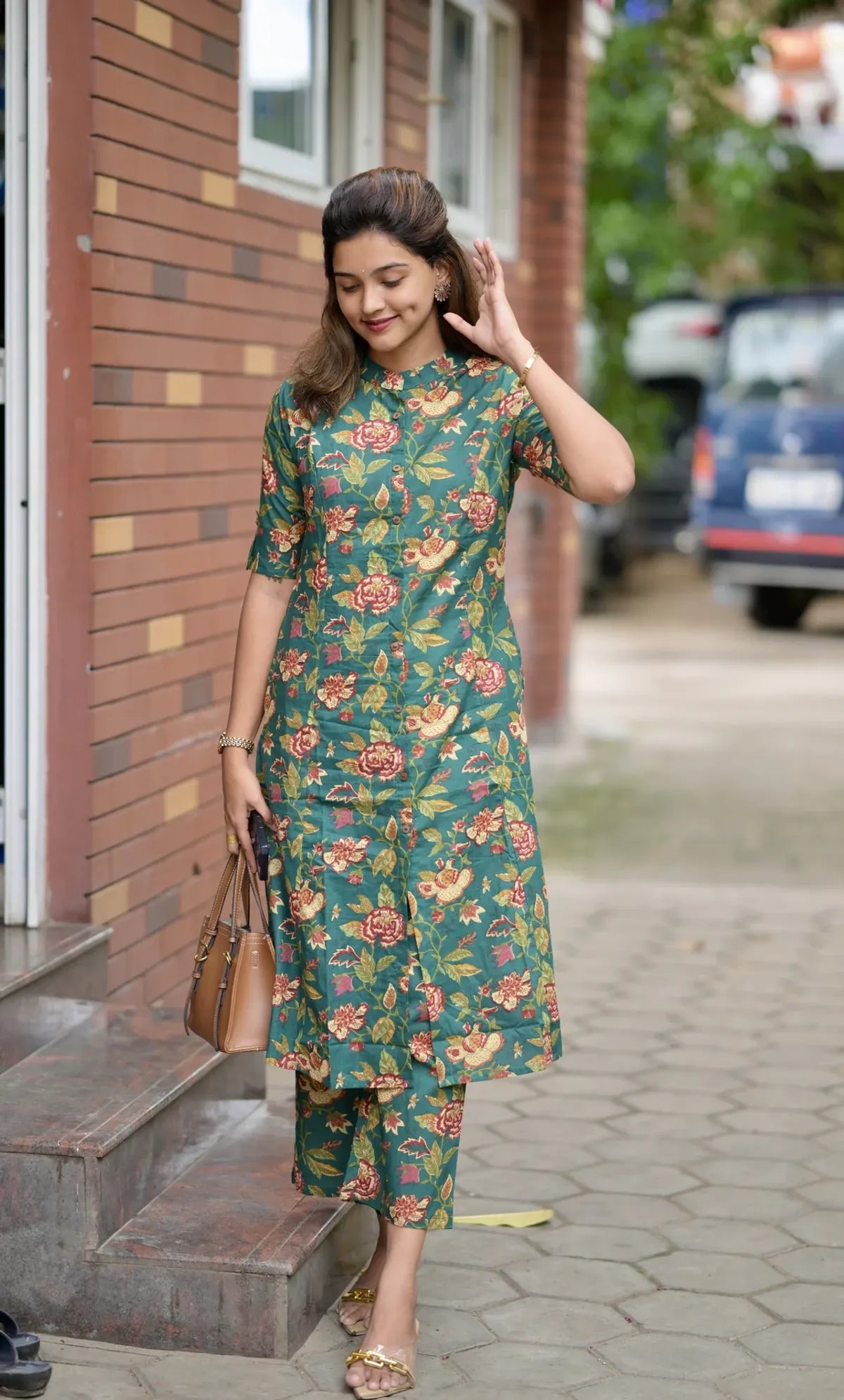 Green Floral Cotton Co-Ord Set
