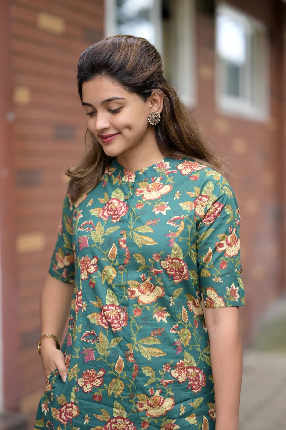 Green Floral Cotton Co-Ord Set
