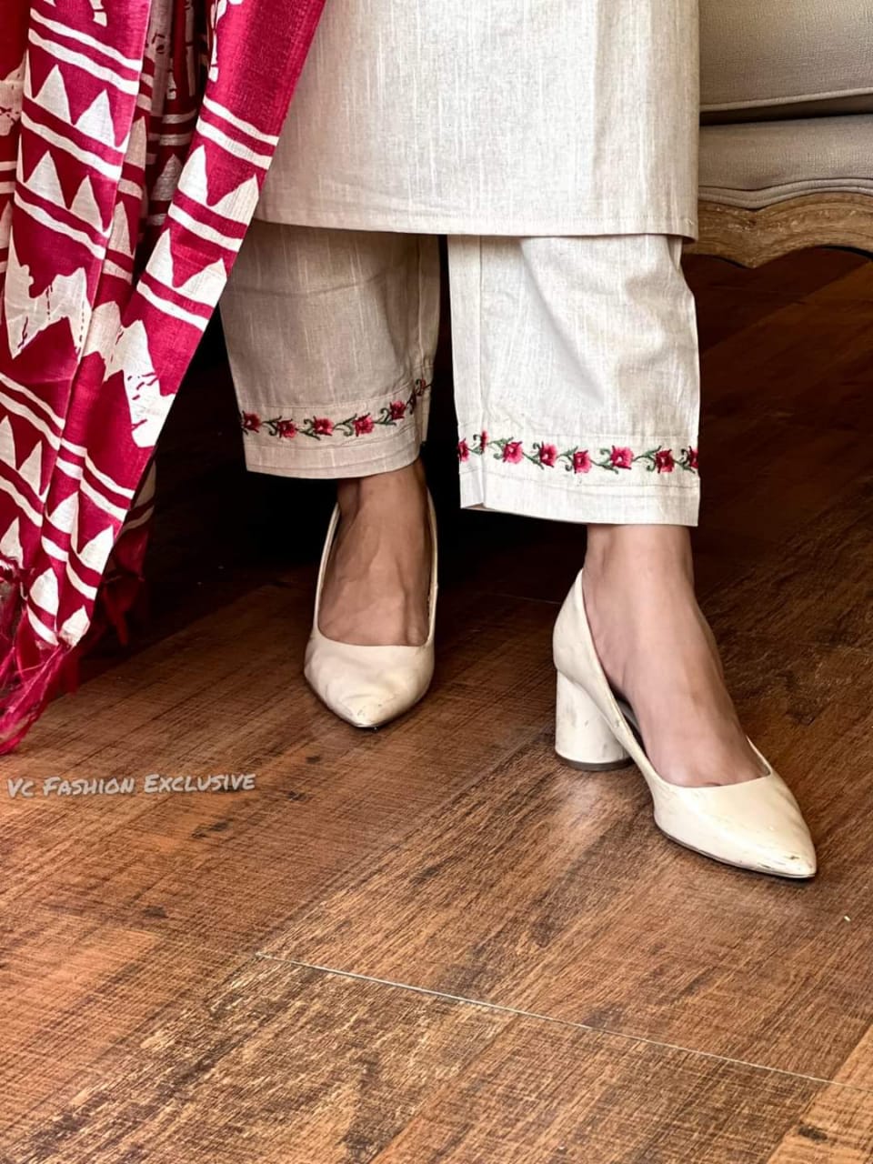 Off-White Khadi Cotton Kurta With Bottom with Khadi Silk Dupatta