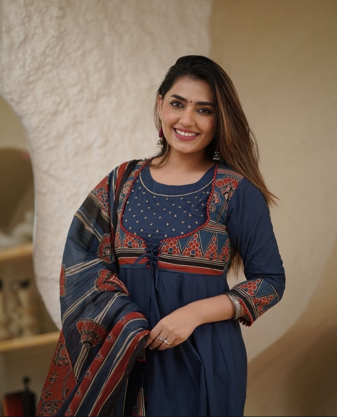 Blue Anarkali Kurta Set With Dupatta Set For Women