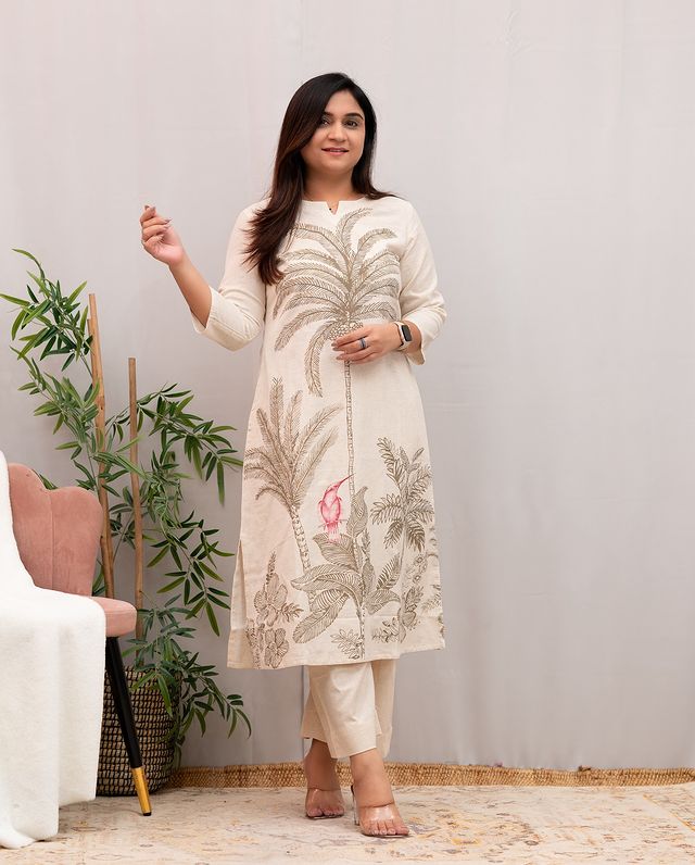 Cotton Kurta And Pant Co-Ord Set(WHITE)