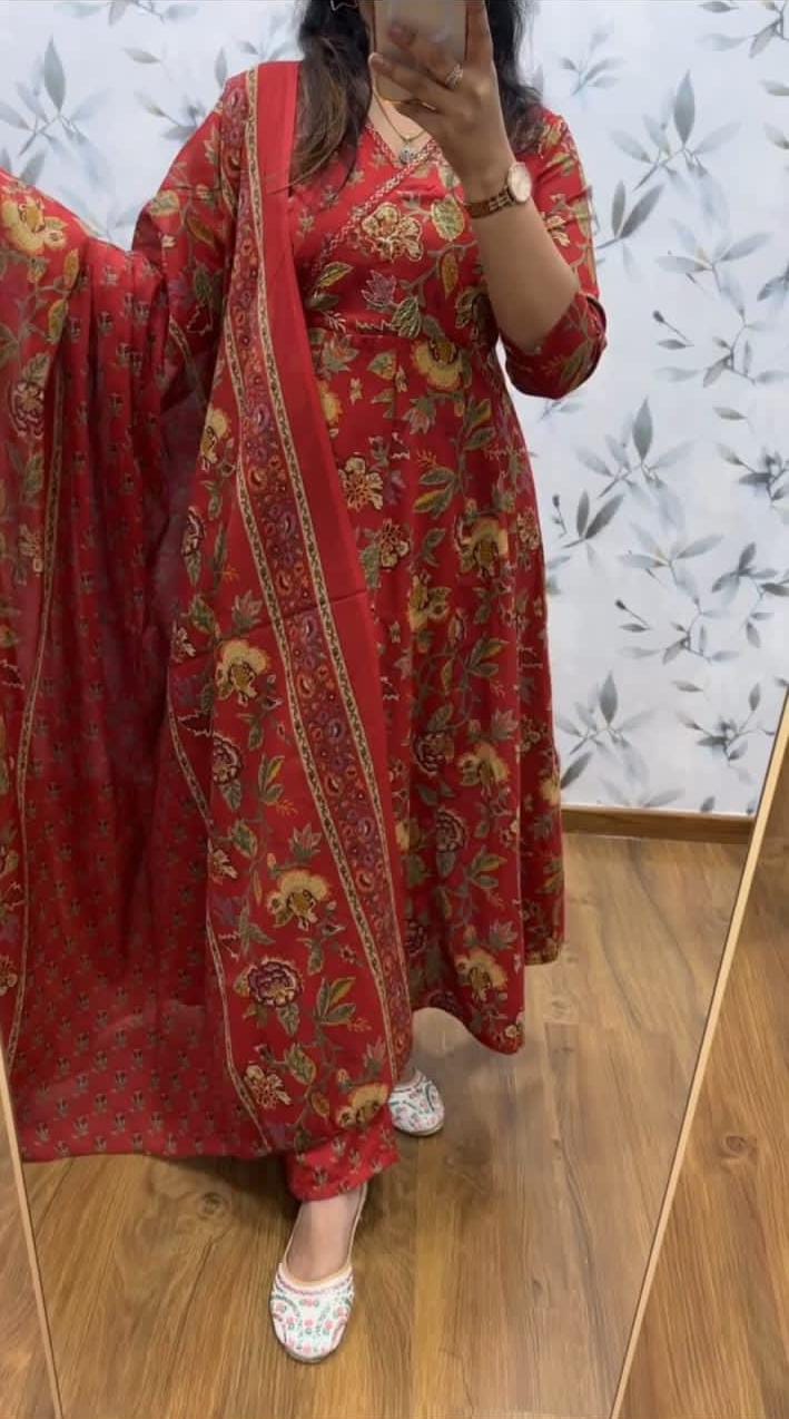 Anarkali Kurta Set with Angrakha Style with Side Dorii