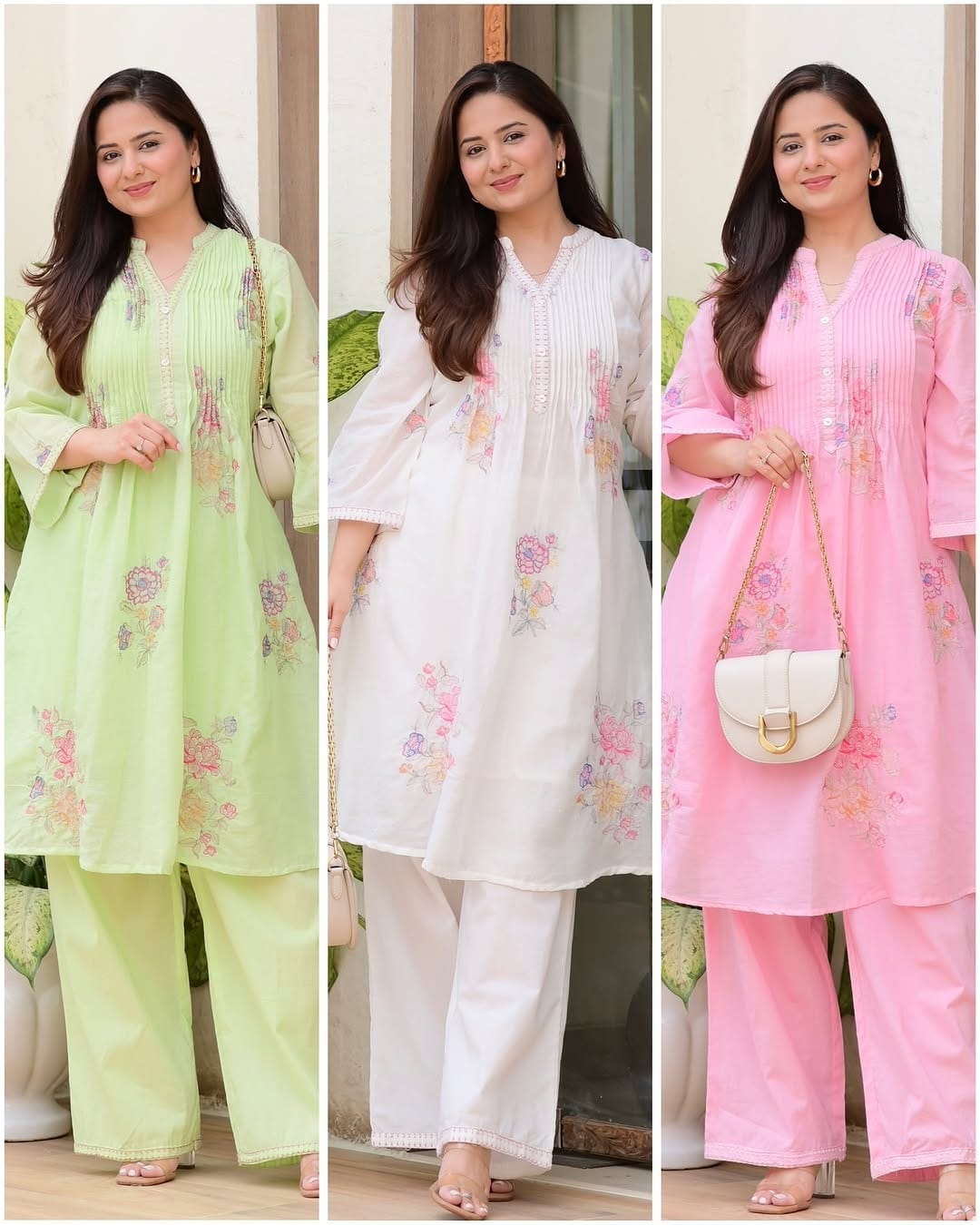 Pink Cotton Kurti With Pallazo Set For Women