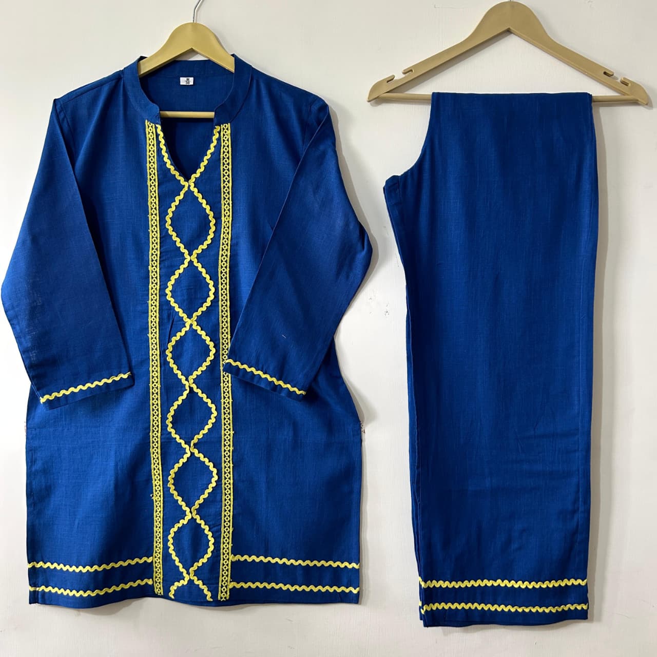 Premium Cotton Slub Kurta Set (Blue)
