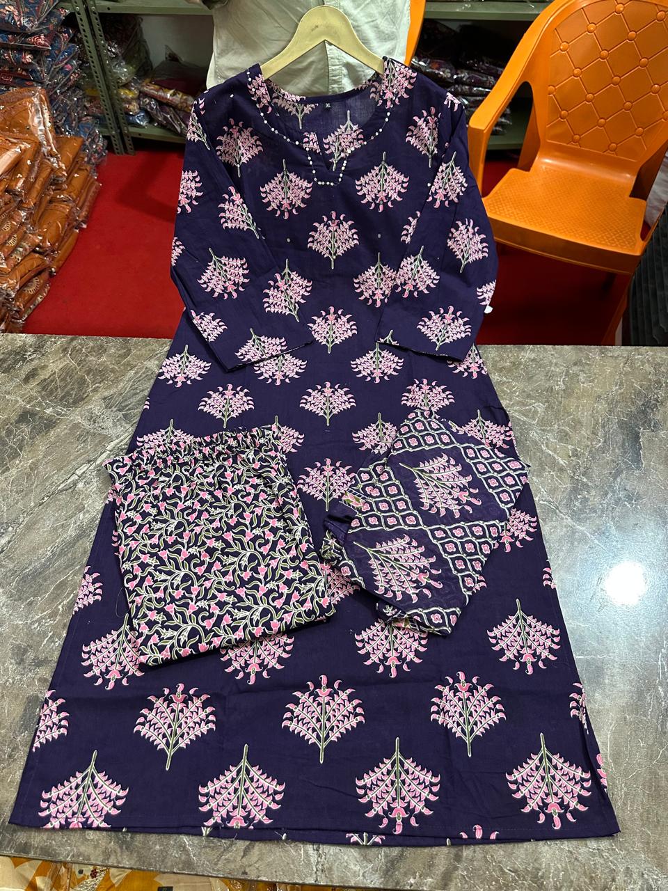 Purple Sequence Work Kurta Set with Dupatta