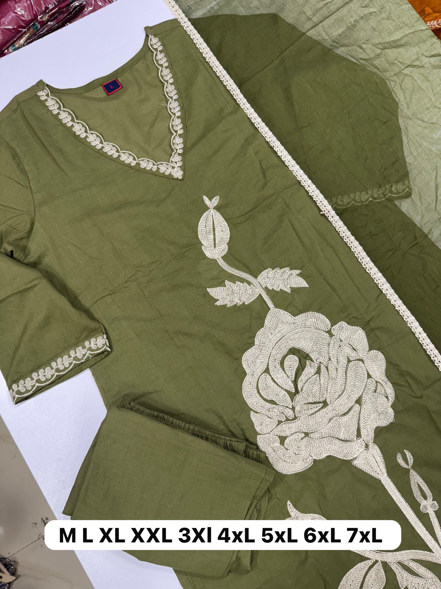 Green Hand-Embroidered Heavy Work Kurta