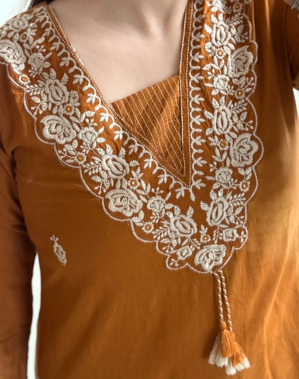 Cotton Embroidery Suit Set with Pant & Dupatta (3 Piece)