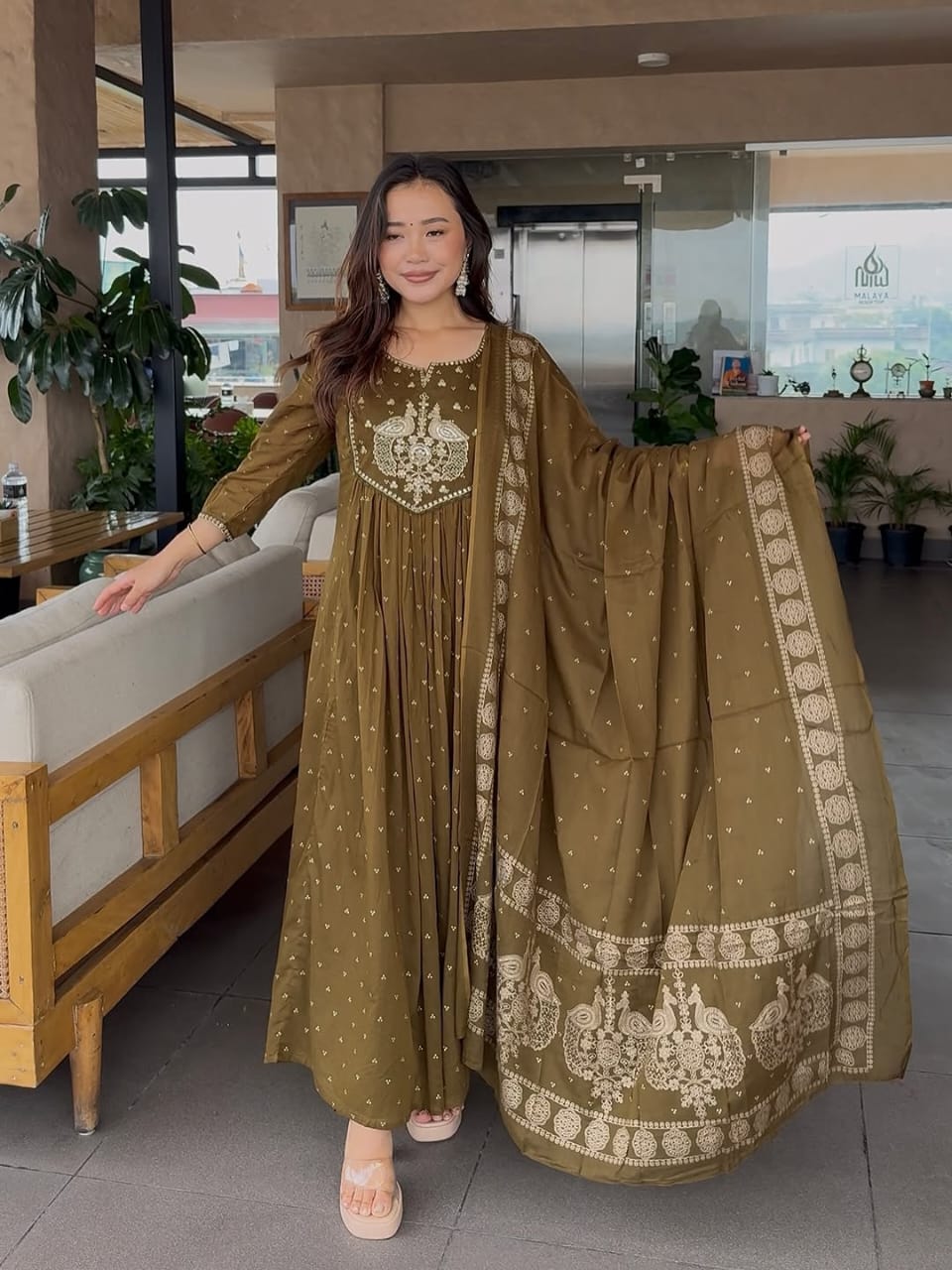 Brown Pure Mul Cotton Set
