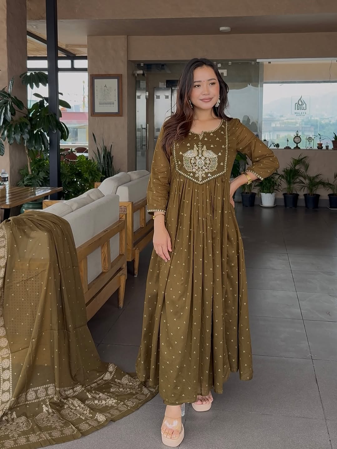 Brown Pure Mul Cotton Set