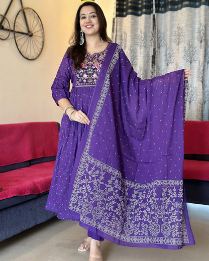 Kurta Set With New Style For Women(Pruple)