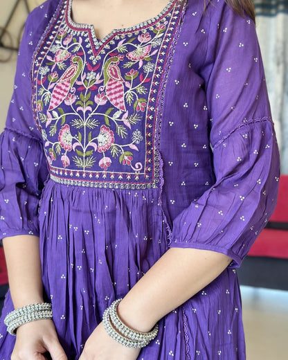 Kurta Set With New Style For Women(Pruple)