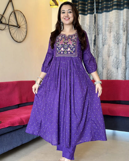 Kurta Set With New Style For Women(Pruple)