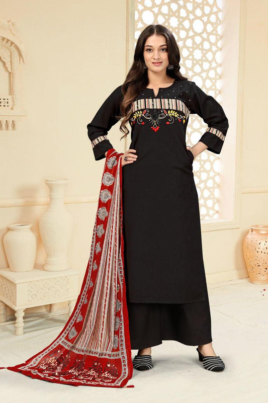 Pure Cotton Kurta With Bottom & Dupatta Set