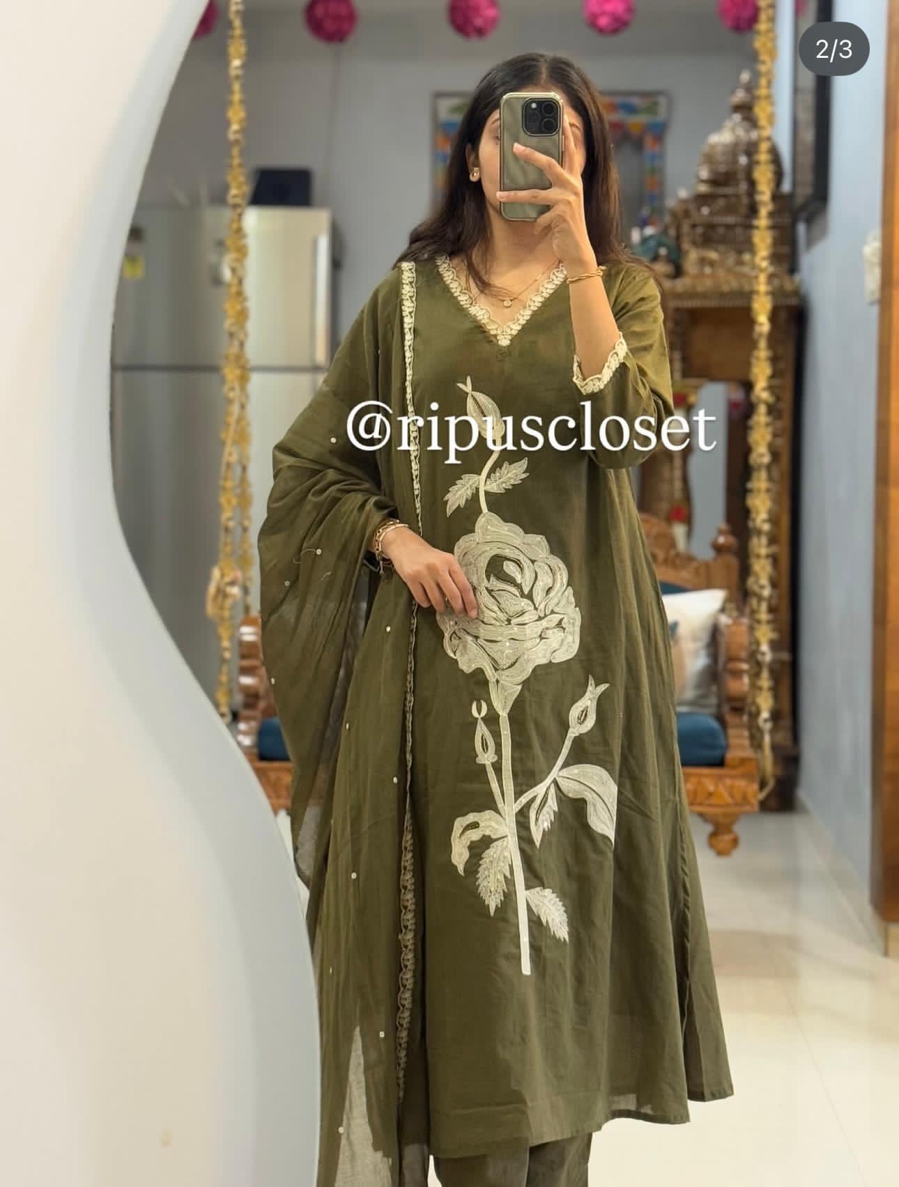 Green Hand-Embroidered Heavy Work Kurta