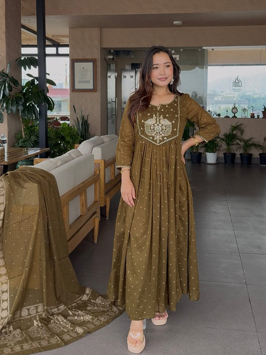Brown Pure Mul Cotton Set